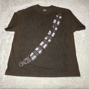 Star Wars Chewbacca with Bandolier Ammo Belt T-Shirt Brown Short Sleeve Size XXL
